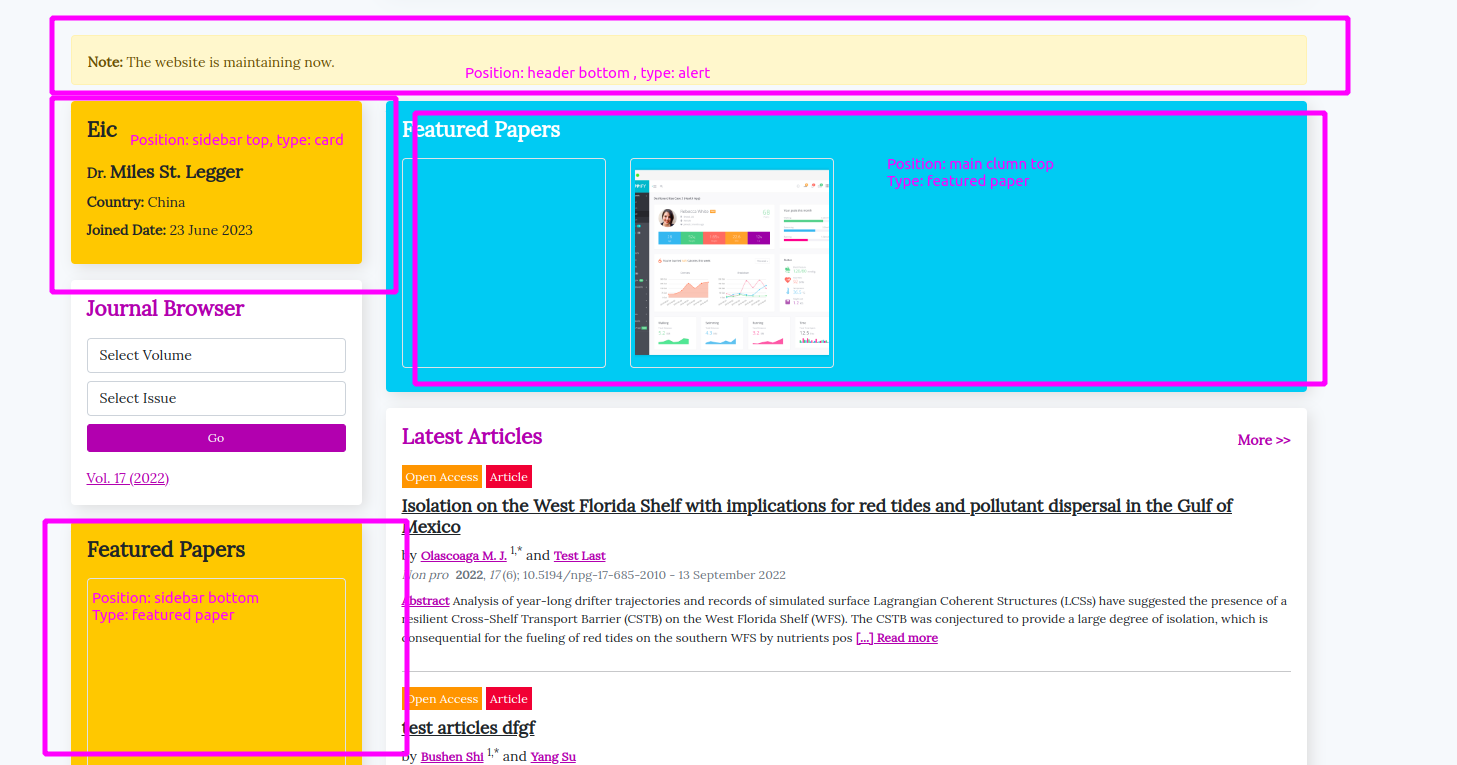 Widget Types and Position